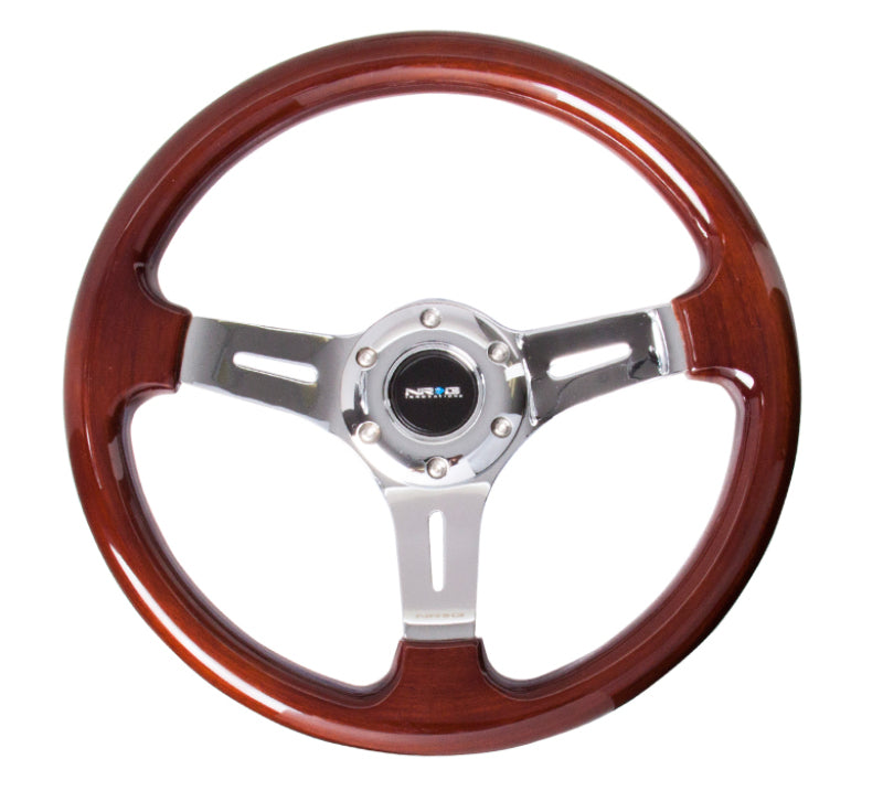 NRG Classic Wood Grain Steering Wheel (330mm) Wood Grain w/Chrome 3-Sp