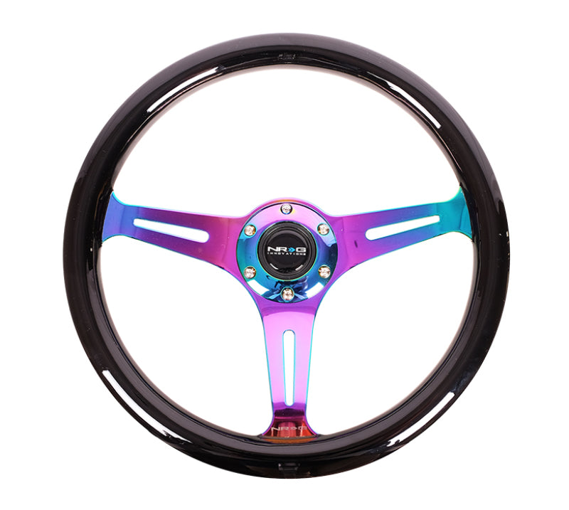 NRG Classic Wood Grain Steering Wheel (350mm) Black Paint Grip w/Neoch