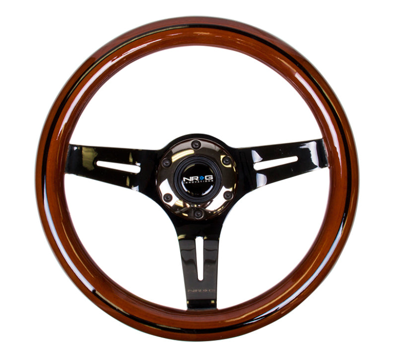 NRG Classic Wood Grain Steering Wheel (310mm) Dark Wood & Black Line I