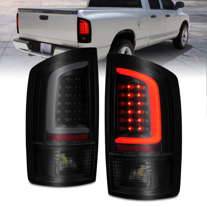 ANZO 2002-2006 Dodge  Ram 1500 LED Tail Lights w/ Light Bar Black Hous