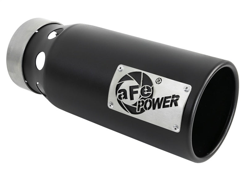 aFe SATURN 4S 4in SS Intercooled Exhaust Tip - Black 4in In x 5in Out 