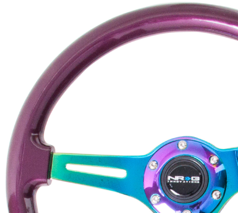 NRG Classic Wood Grain Steering Wheel (350mm) Purple Pearl Paint w/Neo