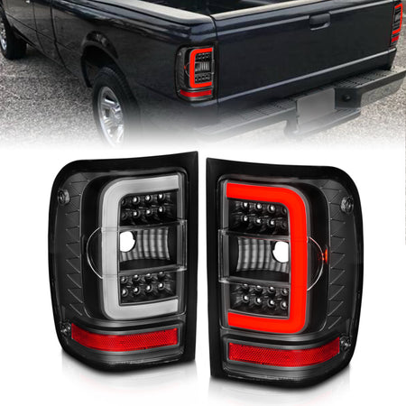 ANZO 2001-2011 Ford  Ranger LED Tail Lights w/ Light Bar Black Housing