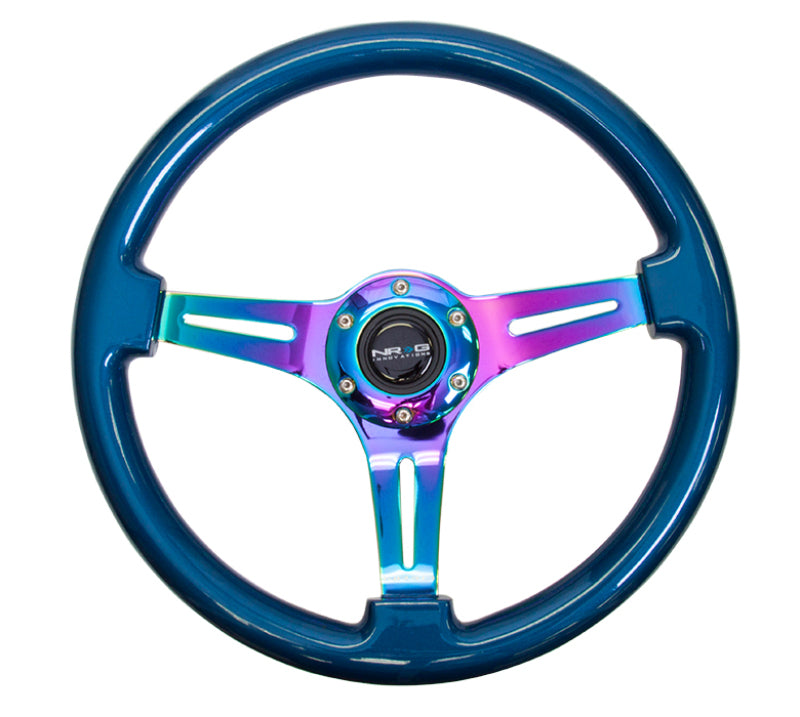 NRG Classic Wood Grain Steering Wheel (350mm) Blue Pearl/Flake Paint w