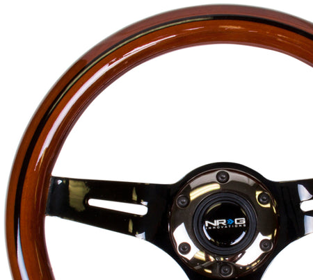 NRG Classic Wood Grain Steering Wheel (310mm) Dark Wood & Black Line I