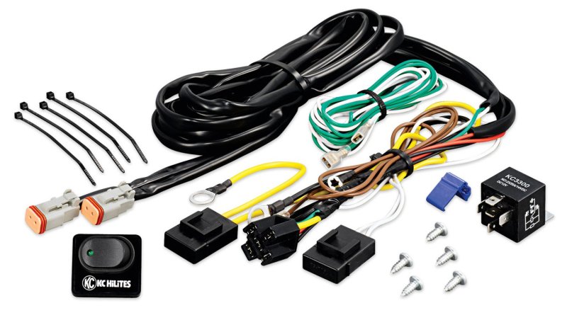 KC HiLiTES Wiring Harness w/40 AMP Relay & LED Rocker Switch (Up to 2 