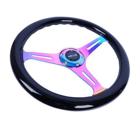 NRG Classic Wood Grain Steering Wheel (350mm) Black Paint Grip w/Neoch