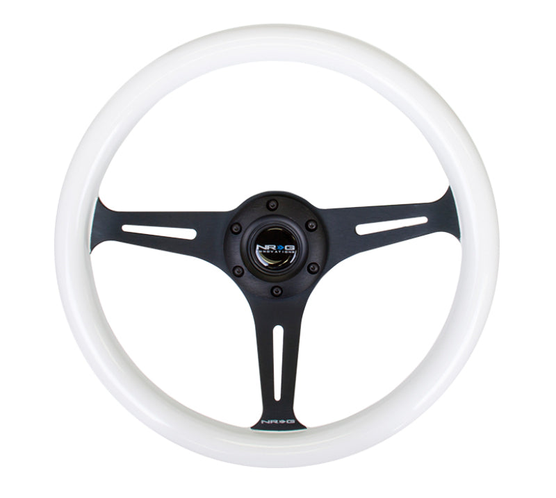 NRG Classic Wood Grain Steering Wheel (350mm) Glow-N-The-Dark Green Gr