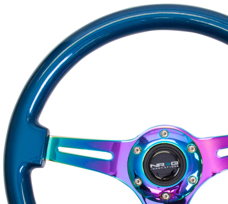 NRG Classic Wood Grain Steering Wheel (350mm) Blue Pearl/Flake Paint w