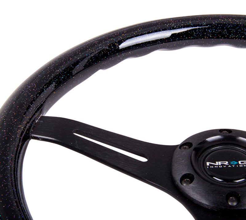 NRG Classic Wood Grain Steering Wheel (350mm) Black Sparkled Grip w/Bl