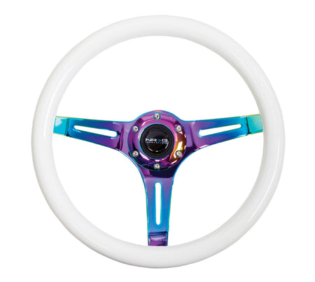 NRG Classic Wood Grain Steering Wheel (350mm) Glow-N-The-Dark Green Gr