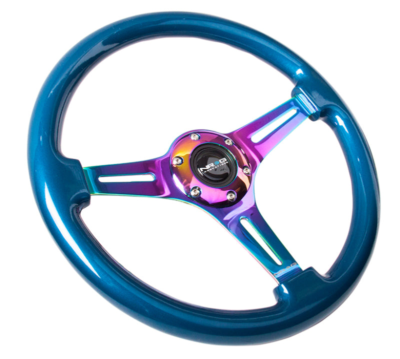 NRG Classic Wood Grain Steering Wheel (350mm) Blue Pearl/Flake Paint w