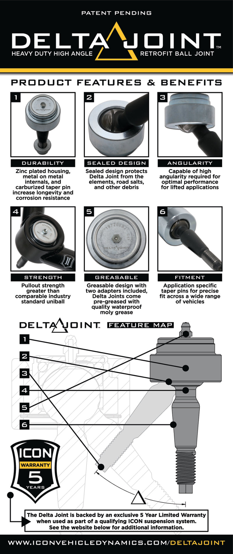 ICON 2007+ Toyota FJ / 2003+ Toyota 4Runner Non-ICON Upper Control Arm