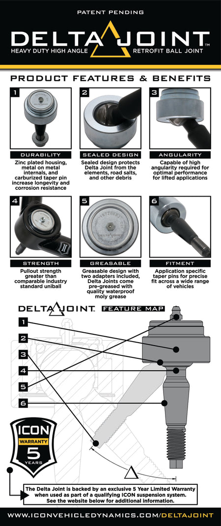 ICON 2007+ Toyota FJ / 2003+ Toyota 4Runner Non-ICON Upper Control Arm